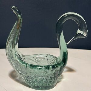 Mexican Art Glass Swan Trinket Dish #2